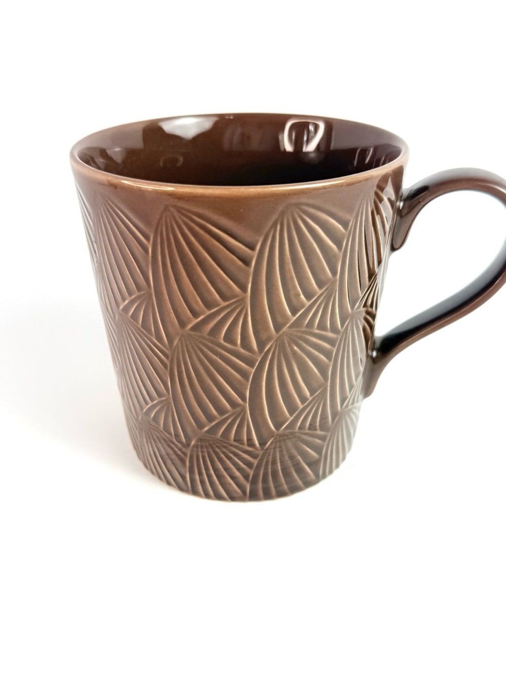 STARBUCKS 2009 Design House Stockholm Brown Fan Shell Textured 16oz Coffee Mug